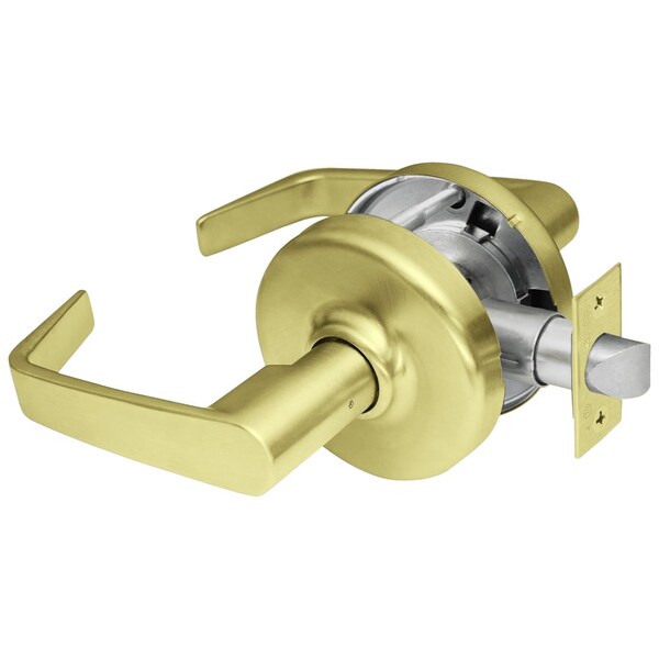 Grade 2 Passage or Closet Cylindrical Lock, Newport Lever, Satin Brass Finish, Non-handed